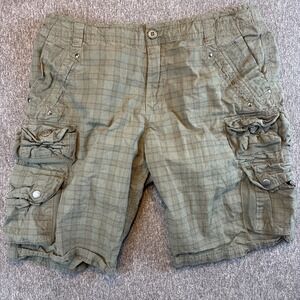 Alpha Industries Men's Cargo Shorts Size 34 Plaid Green